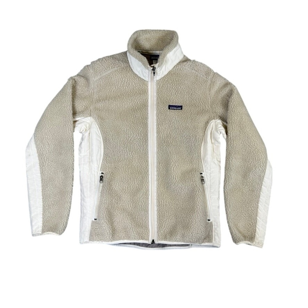 Patagonia Retro-X Fleece Jacket Womens Large Cream Beige Full Zip Windproof